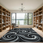 Monochromatic Swirling Ocean Waves Rug