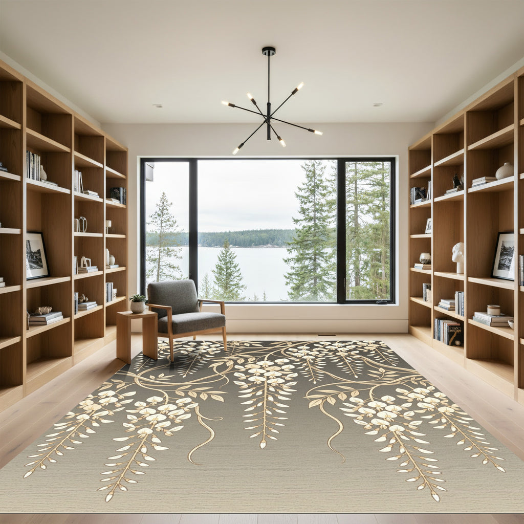 Cream Wisteria Vine Cascade Rug