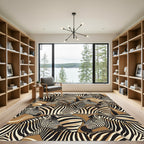 Modern Golden Zebra Abstraction Rug