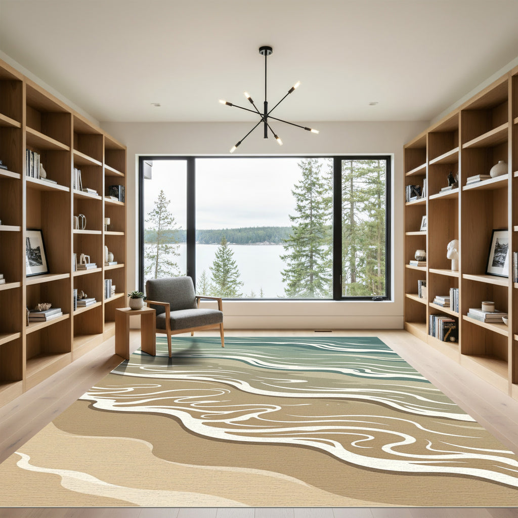 Minimalist Coastal Earthy Wave Rug