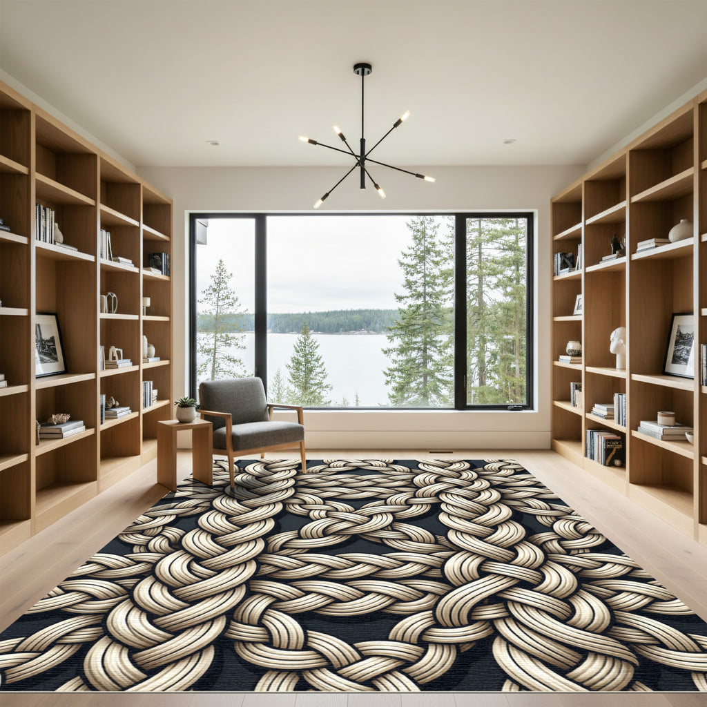 Cream Intricate Rope Weave Rug