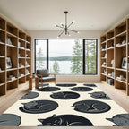 Minimalist Sleeping Black Cat Crescent Rug