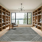 Modern Silver Geometric Intersecting Lines Rug