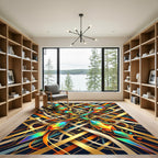 Radiant Geometric Gemstone Lattice Gold Rug