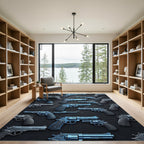 Tactical Metallic Blue Revolver Composition Rug