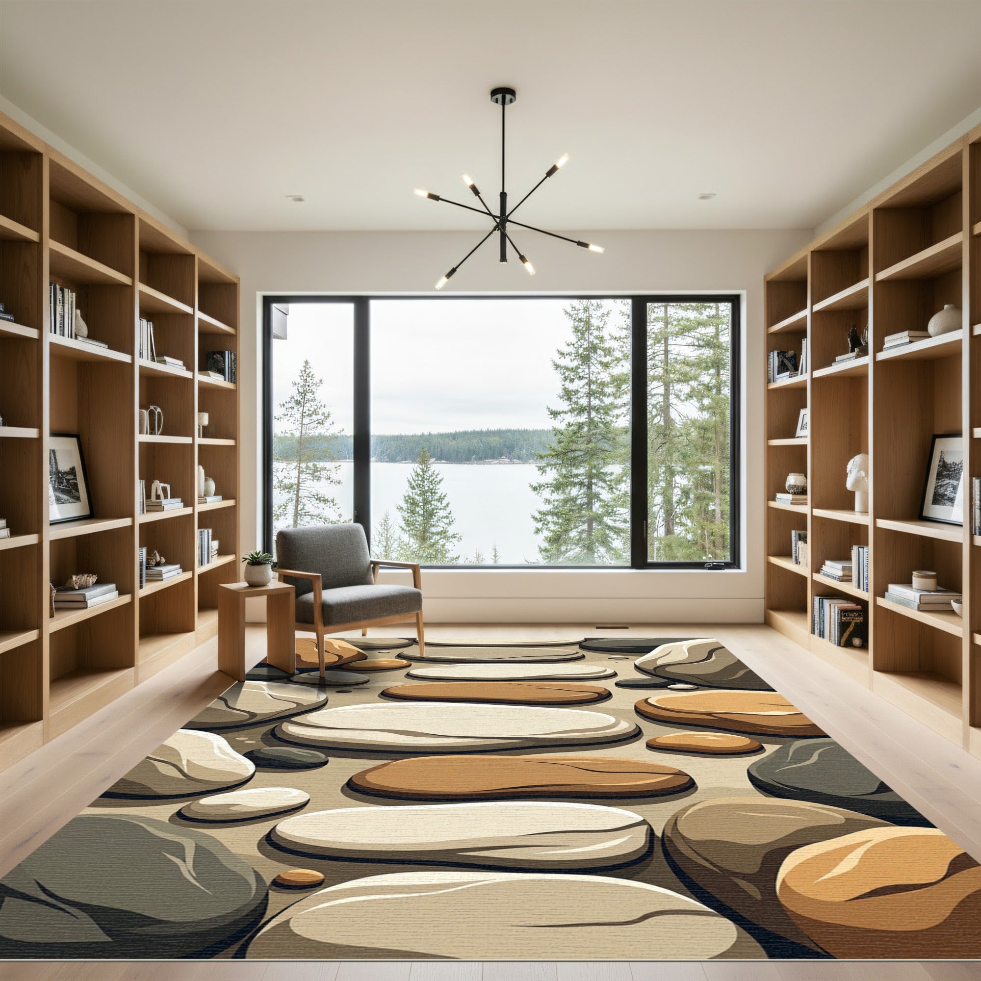 Organic Earth Tone River Stone Rug