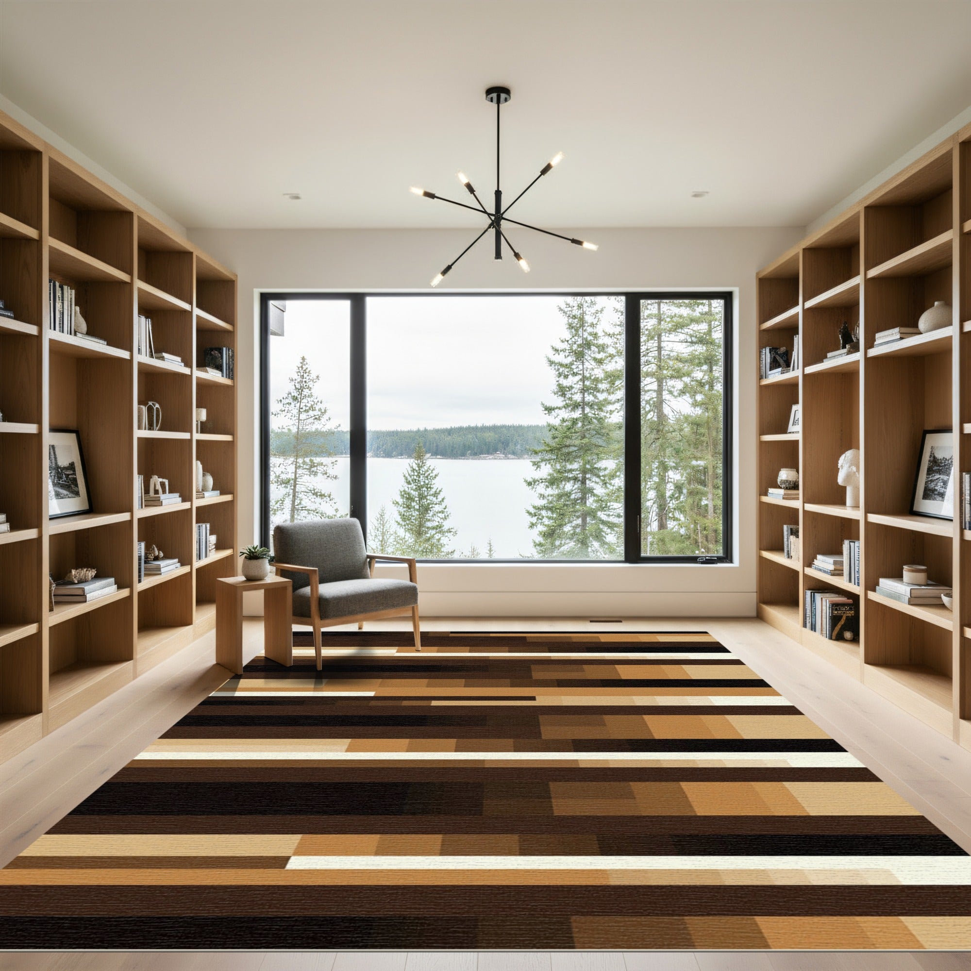 Earthy Tonal Horizontal Bar Rug