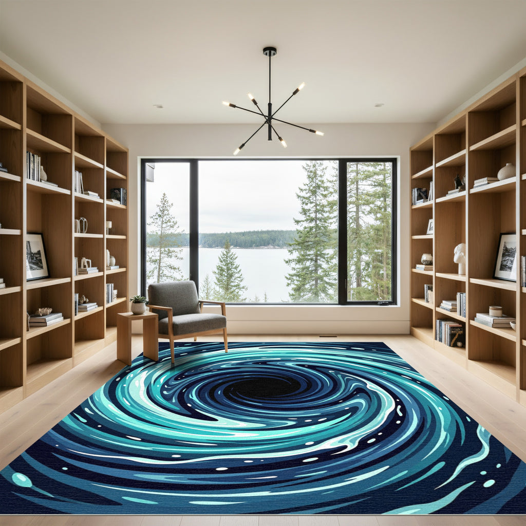Abstract Oceanic Swirl Concentric Vortex Rug