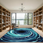 Abstract Oceanic Swirl Concentric Vortex Rug