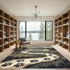Winding Animal Paw Path Earthy Landscape Rug