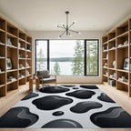 Modern Monochrome Abstract Fluid Ooze Rug