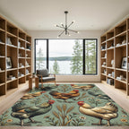 Rustic Farmhouse Chicken and Wheat Meadow Rug