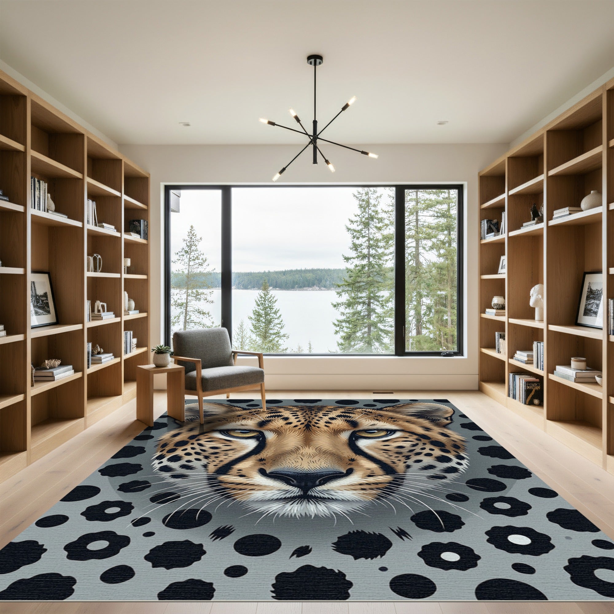 Intense Spotted Cheetah Face Portrait Rug