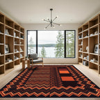 Rustic Earthy Chevron Squares Rug