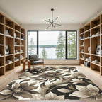 Monochromatic Floral Swirl Botanical Rug