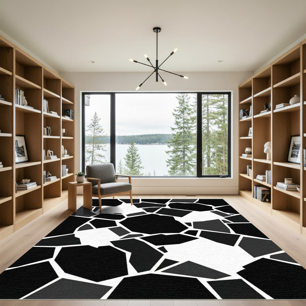 Monochromatic Fragmented Abstract Geometric Rug