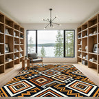 Bold Earthy Geometric Diamond Layering Rug