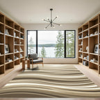 Earthy Neutral Sand Wave Stripes Rug