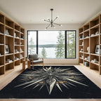 Gothic Silver Compass Star Medallion Rug