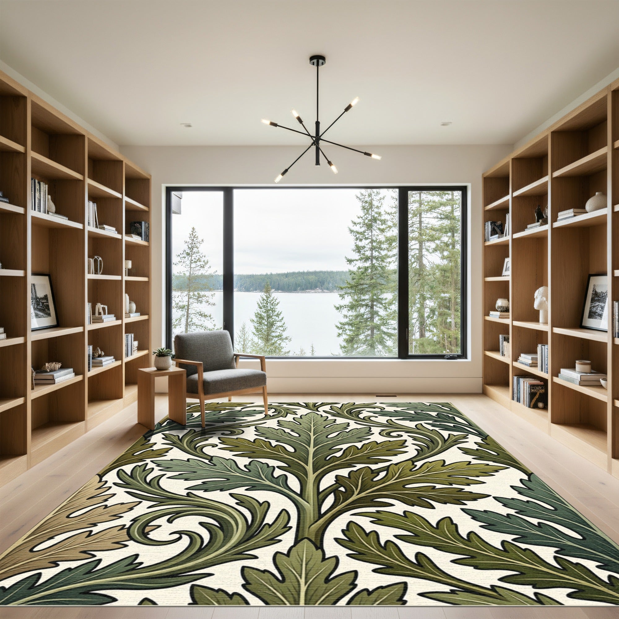 Art Nouveau Foliate Green Acanthus Rug