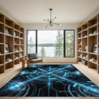Luminous Cybernetic Blue Neon Core Rug