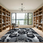 Monochromatic Tabby Cats Repeating Close-Up Rug