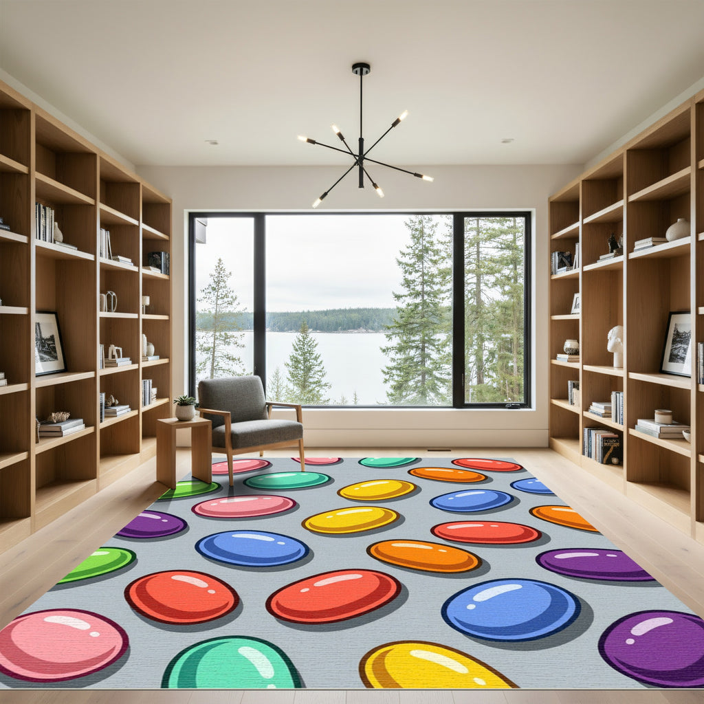 Vibrant Multicolors Pop Art Candy Oval Rug