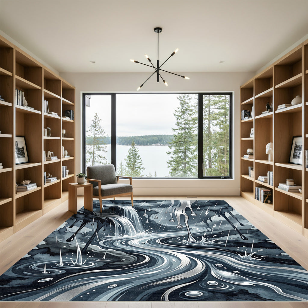 Monochromatic Cascading Waterfall Flow Rug