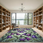 Botanical Purple Bellflower Thistle Meadow Rug