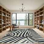 Abstract Monochrome Zebra Stripe Swirl Rug