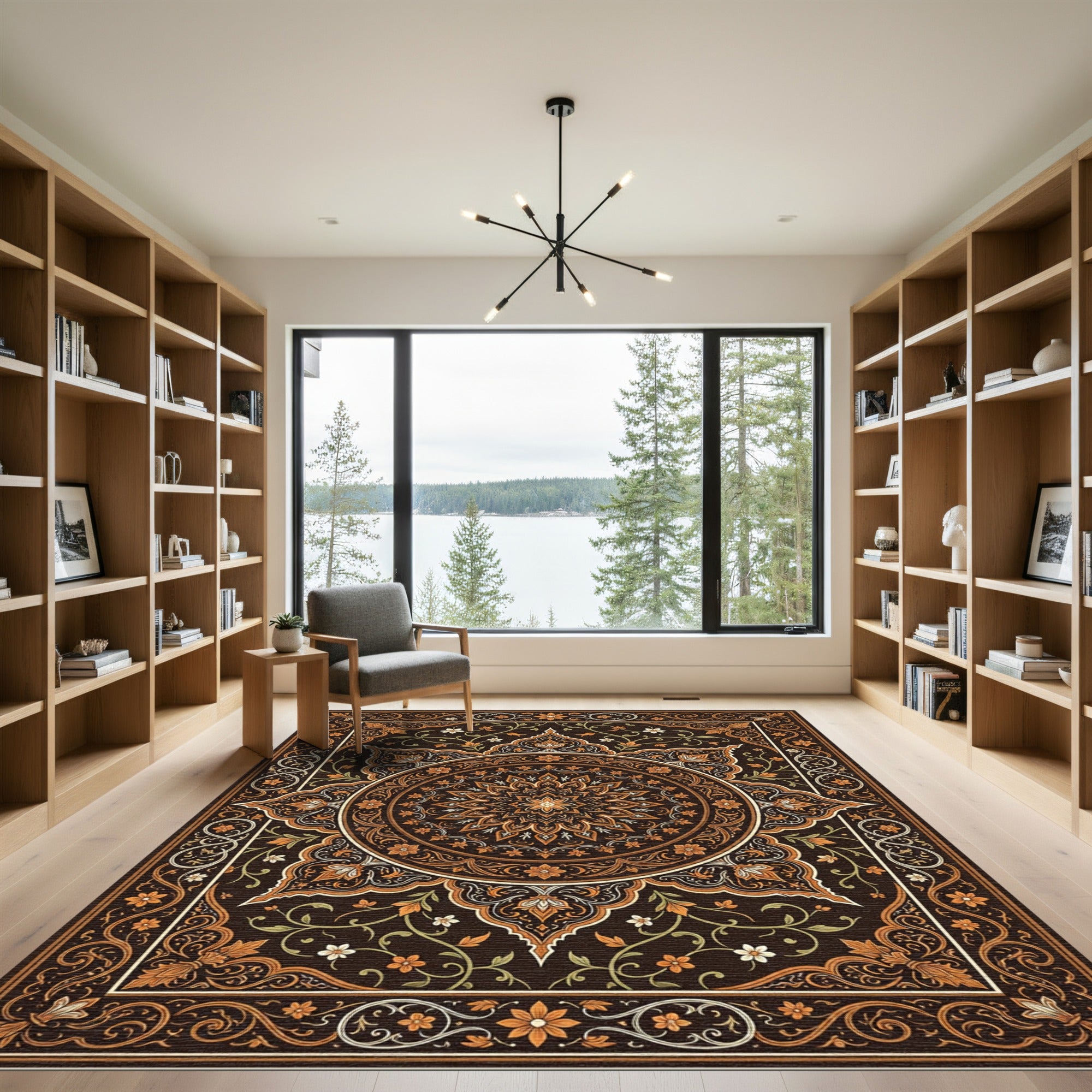 Rich Earthy Tones Floral Medallion Rug