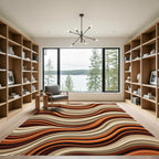 Earthy Terracotta Wavy Abstract Line Rug
