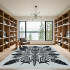 Monochromatic Feather Arrow Mandala Rug