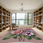 Soft Pink Rose and Anemone Floral Rug