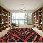Rustic Orange Gridded Lattice Rug