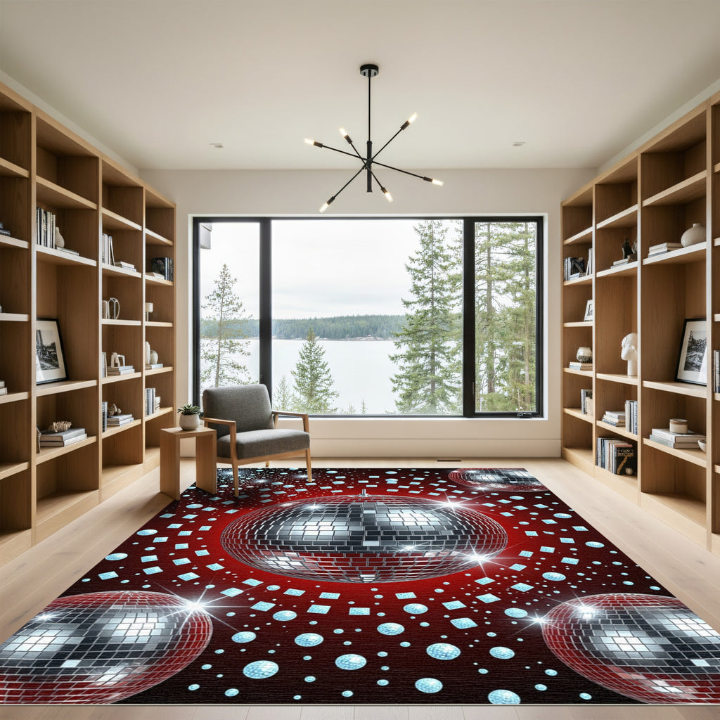 Sparkling Disco Balls Starbursts Rug