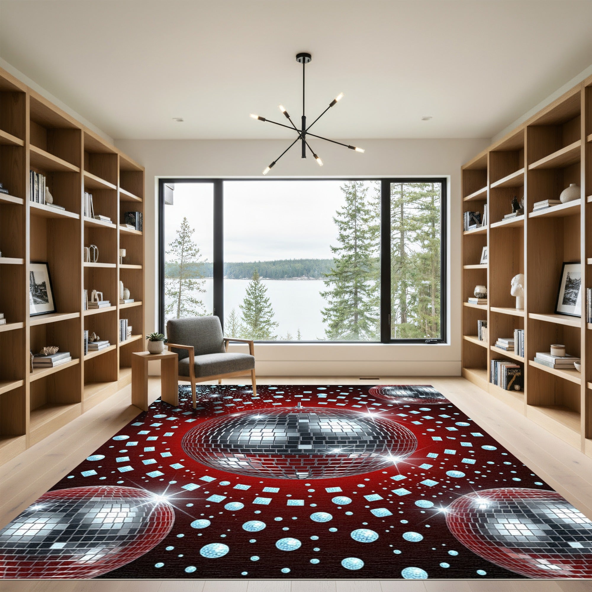 Sparkling Disco Balls Starbursts Rug