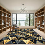 Gold and Charcoal Geometric Aztec Area Rug