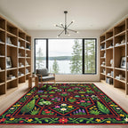 Vibrant Botanical Garden Trellis Art Rug