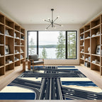 Modern Highway Junction Abstract Geometric Rug
