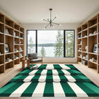 Forest Green Stripe Awning Layered Rug