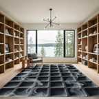 Monochromatic Gray Geometric Grid with Smoke Rug