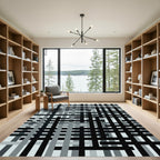 Modern Monochromatic Intersecting Grid Art Rug