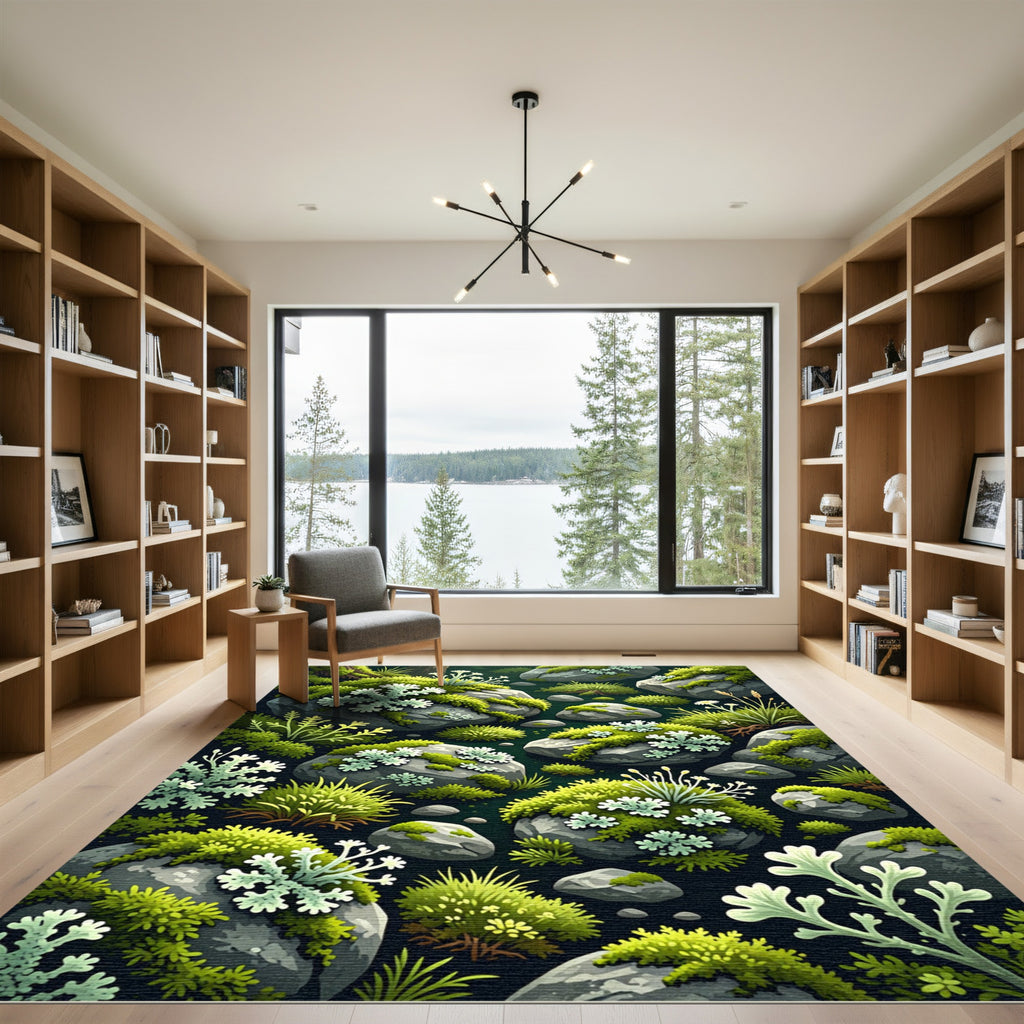 Lush Forest Moss and Lichen Rug