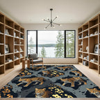 Golden Leopard Ink Blot Abstract Rug