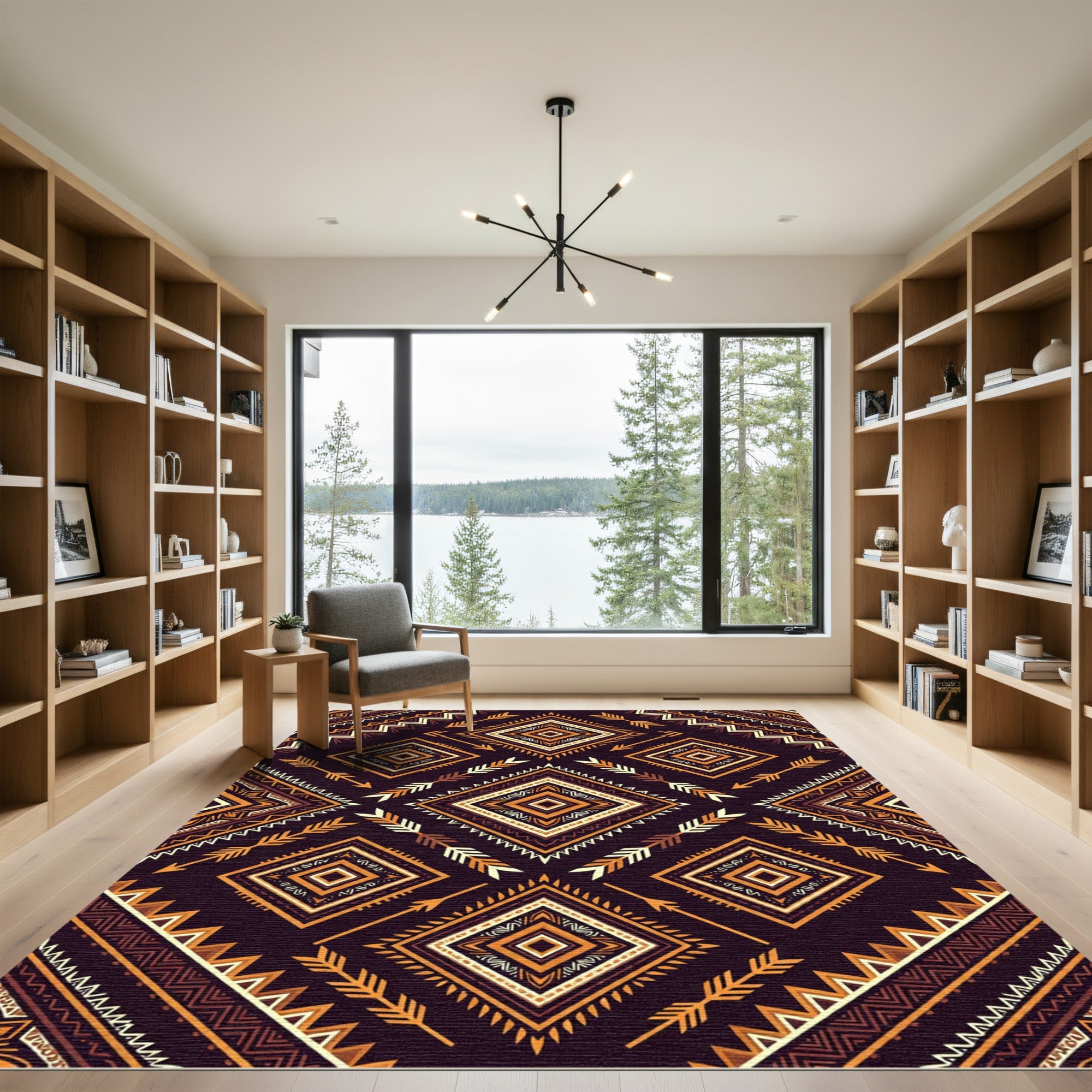 Earthy Boho Diamond Arrow Geometric Rug