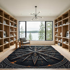 Metallic Starburst Geometric Aged Slate Rug