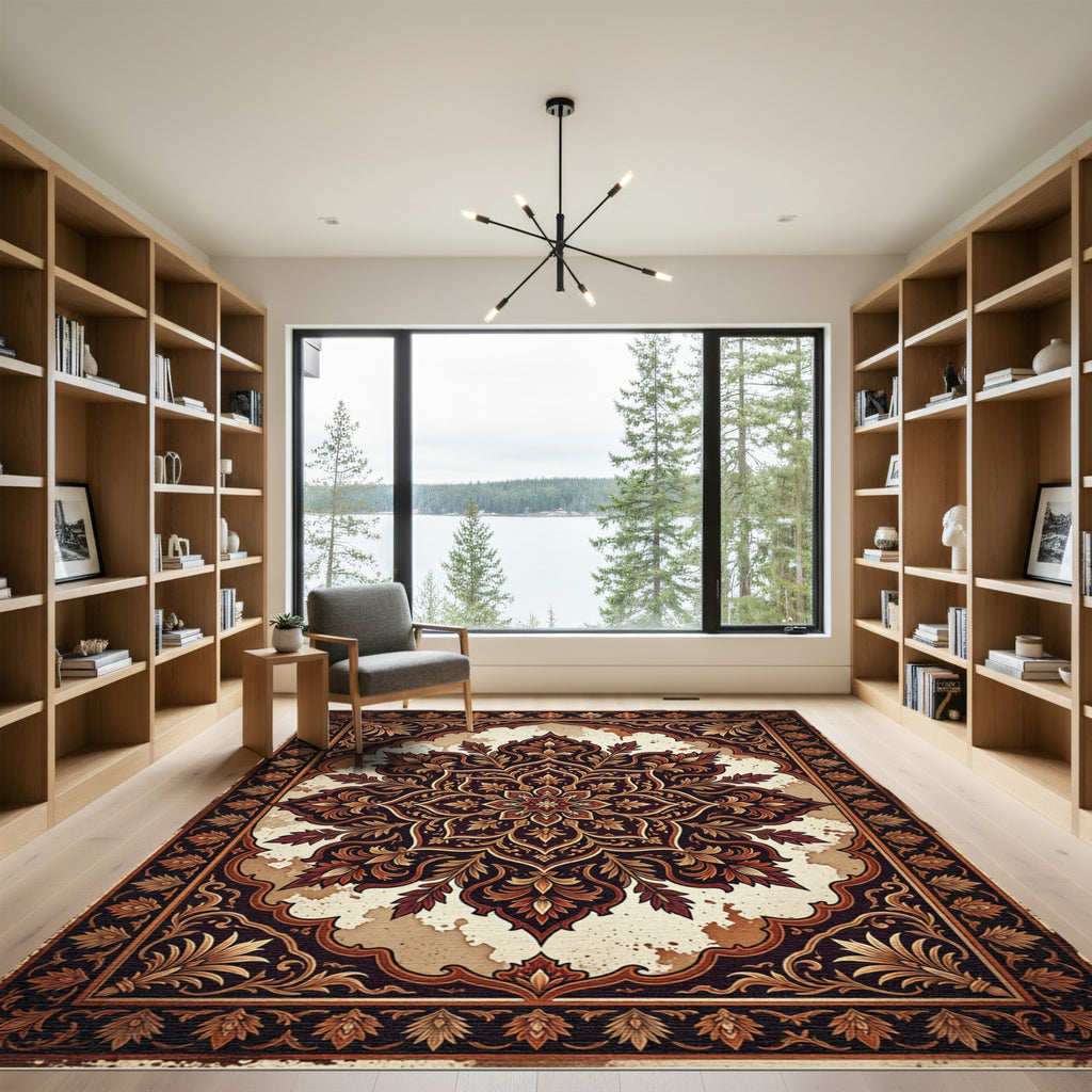 Elegant Earth Tone Botanical Medallion Rug