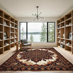 Elegant Earth Tone Botanical Medallion Rug
