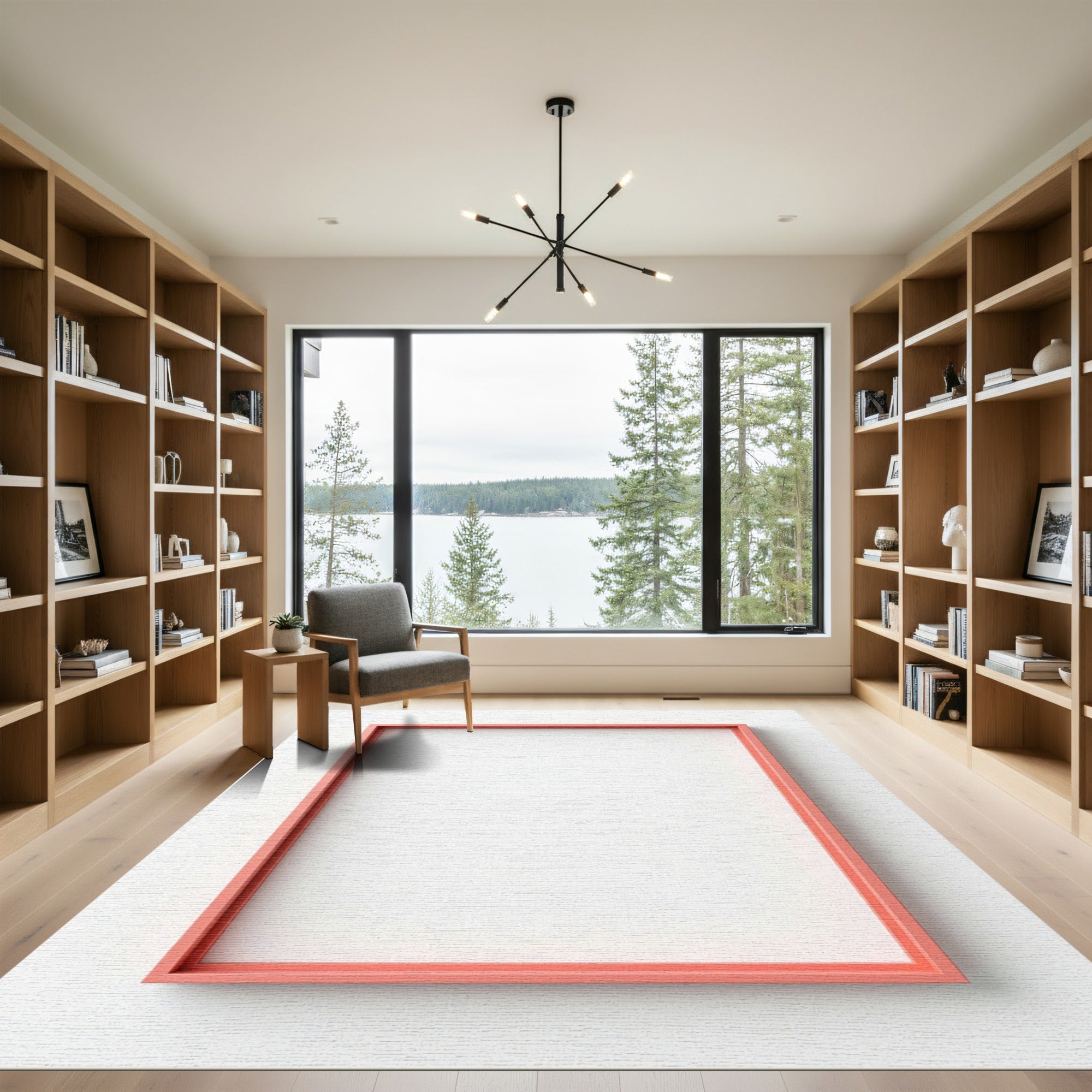 Coral Square Minimalist Frame Rug